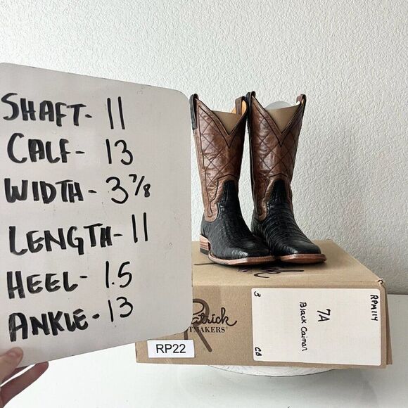 NEW Rod Patrick Mens Cowboy Boots Size 7A Black Caiman Western Boots Square Toe - Picture 10 of 11